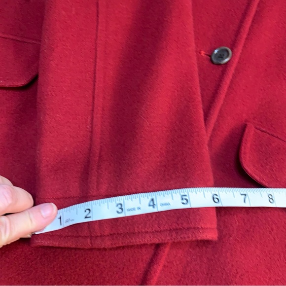J Crew wool and cashmere jewel red coat jacket, double breasted 8 button front - Picture 9 of 13